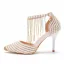 Charming Gold Rhinestone Tassel Pearl Wedding Shoes 2025 9 cm Stiletto Heels Pointed Toe Wedding High Heels