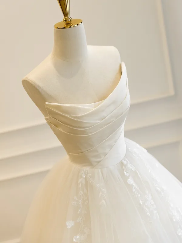 Fabulous A-Line / Princess Ivory Lace Flower Wedding Dresses 2025 Crossed Straps Floor-Length / Long Tulle Sleeveless