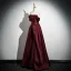 Vintage / Retro Burgundy Prom Dresses 2025 A-Line / Princess Strapless Sleeveless Backless Floor-Length / Long Prom Formal Dresses