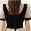 Bling Bling Black Sequins Prom Dresses 2024 A-Line / Princess Square Neckline Short Sleeve Backless Floor-Length / Long Prom Formal Dresses