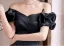 Audrey Hepburn Style Black Satin Prom Dresses 2025 A-Line / Princess Off-The-Shoulder Short Sleeve Backless Floor-Length / Long Prom Formal Dresses