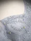 Elegant Sky Blue Beading Floor-Length / Long Prom Dresses 2024 A-Line / Princess Square Neckline Short Sleeve Backless Bow Prom Formal Dresses