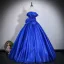 Vintage / Retro Royal Blue Bow Prom Dresses 2026 Ball Gown Strapless Sleeveless Backless Floor-Length / Long Formal Dresses