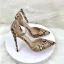 Fashion Brown Snakeskin Print Evening Party Womens Sandals 2023 Ankle Strap 12 cm Stiletto Heels Pointed Toe Sandals High Heels