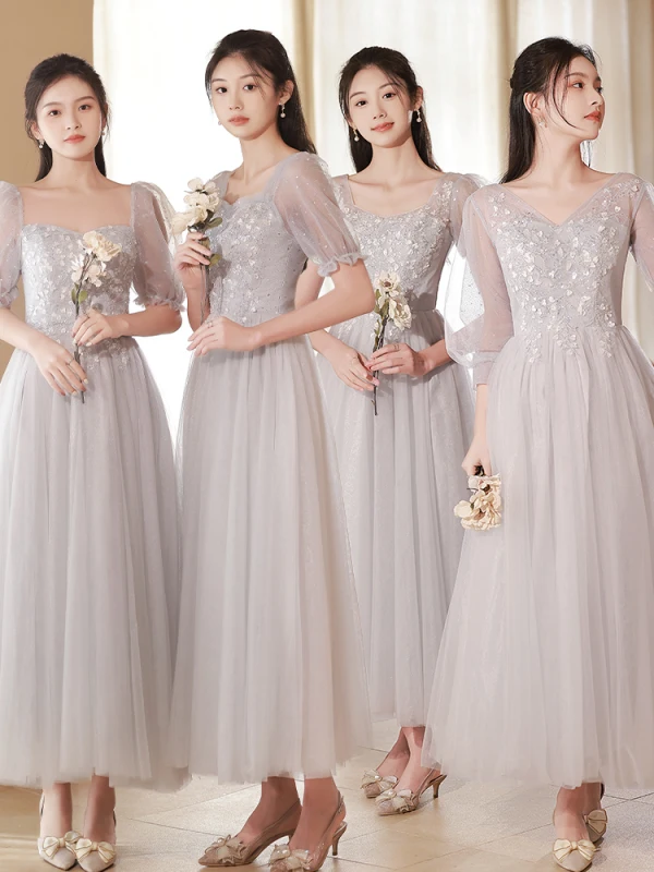 Modest / Simple Sequins Bridesmaid Dresses 2022 A-Line / Princess Short Sleeve Backless Floor-Length / Long Bridesmaid Wedding Party Dresses