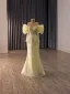 High End Gelb Fallende Rüsche Handgefertigt Perlenstickerei Perle Pailletten Ballkleider 2026 Meerjungfrau Off Shoulder Lange Ärmel Rückenfreies Sweep / Pinsel Zug Festliche Kleider