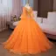 Chic / Beautiful Ocean Blue Sequins Prom Dresses 2024 Ball Gown V-Neck Bell sleeves Backless Floor-Length / Long Tulle Prom Formal Dresses