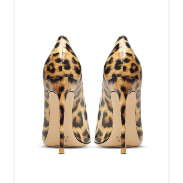 Sexy Luipaard Print Lakleer Avond Pumps 2022 Bruin Leer 10 cm Naaldhakken / Stiletto Spitse Neus Pumps Hoge Hakken