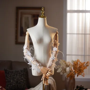 Elegante Witte Handgemaakt Kant Bloem Huwelijk Bruidshandschoenen 2026 Tule