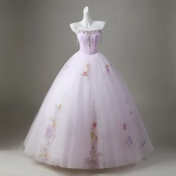 Elegante Lavendel Parel Rhinestone Pailletten Bloem Galajurken 2026 Baljurk Strapless Mouwloos Ruglooze Lange Gelegenheid Jurken