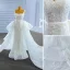 Haut de Gamme Ivoire Perle En Dentelle Fleur Robe De Mariée 2023 Trompette / Sirène Encolure Carrée Sans Manches Ceinture Dos Nu Tribunal Train Mariage