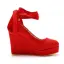 Romain Rouge Bride Cheville Imperméables Promo Chaussures Femmes 2025 11 cm Compensées À Bout Rond Chaussures Femmes