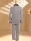 Fall Winter Grey Glitter 6-piece Long Sleeve Boys Wedding Suits 2025 Body Jewellery Coat Necklace Pants Shirt Tie Vest