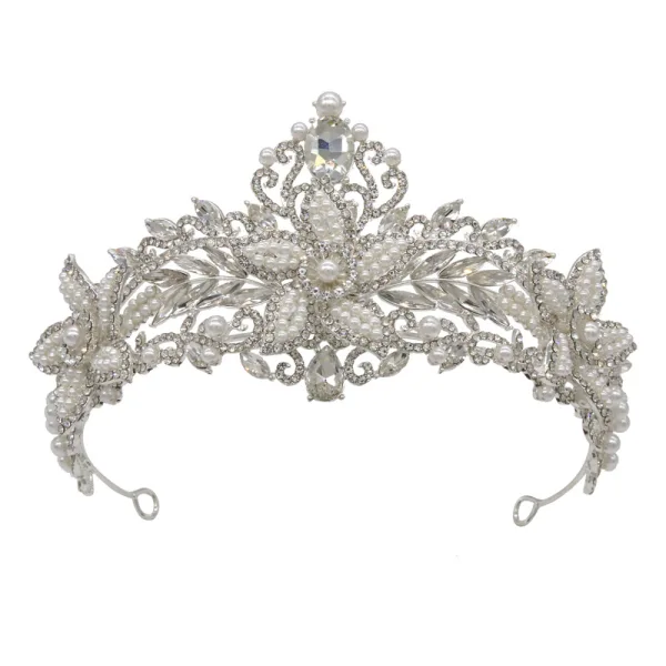 Barock Silver Legering Pärla Rhinestone Brud Huvudbonad 2023 Bröllop