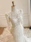 Luxury / Gorgeous Champagne Handmade  Sequins Lace Flower Chapel Train Wedding Dresses 2026 Trumpet / Mermaid V-Neck Long Sleeve
