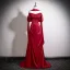 Vintage / Retro Burgundy Satin Prom Dresses 2026 A-Line / Princess Strapless Sleeveless Backless Sweep Train Prom Formal Dresses