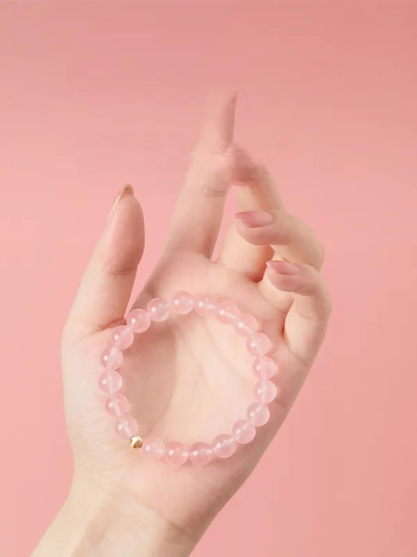 Herlig Rødmende Rosa Håndlaget Naturlig Krystall Armbånd Tilbehør 2026