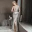 Sexy Glitzernden Silber Pailletten Abendkleider 2022 Spaghettiträger Meerjungfrau Ärmellos Rückenfreies Lange Abend Festliche Kleider