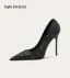 Charmant Schwarz Glanz Pailletten Cocktail Pumps 2025 10 cm Stilettos Spitzschuh Pumps Hochhackige
