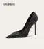 Charmant Schwarz Glanz Pailletten Cocktail Pumps 2025 10 cm Stilettos Spitzschuh Pumps Hochhackige