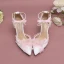 Schön Charmant Weiß Brautschuhe 2023 Knöchelriemen Perle Schleife 9 cm Stilettos Spitzschuh Hochzeit Sandaletten Hochhackige