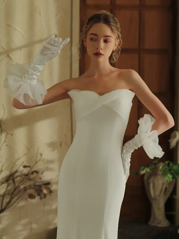 Elegant Elfenben Buste Satin Bryllup Brudehansker 2025