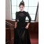 Vintage / Retro Black Beading Rhinestone Sequins Evening Dresses 2023 A-Line / Princess High Neck 3/4 Sleeve Floor-Length / Long Evening Party Formal Dresses