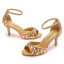 Charmant Silber Strass Abend Sandalen Damen 2023 7 cm Stilettos Peeptoes Knöchelriemen Sandaletten Hochhackige