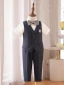 Navy Blue Striped 5-piece Boys Wedding Suits 2022 Short Sleeve Body Jewellery Pants Shirt Tie Vest