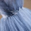 Sexy Bleu Ciel Perlage Faux Diamant Robe De Soirée 2023 Princesse Bretelles Spaghetti Sans Manches Dos Nu Longue Soirée Robe De Ceremonie