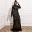 Sparkly Black Sequins Plus Size Evening Dresses 2022 Scoop Neck Long Sleeve Evening Party Sweep Train Formal Dresses