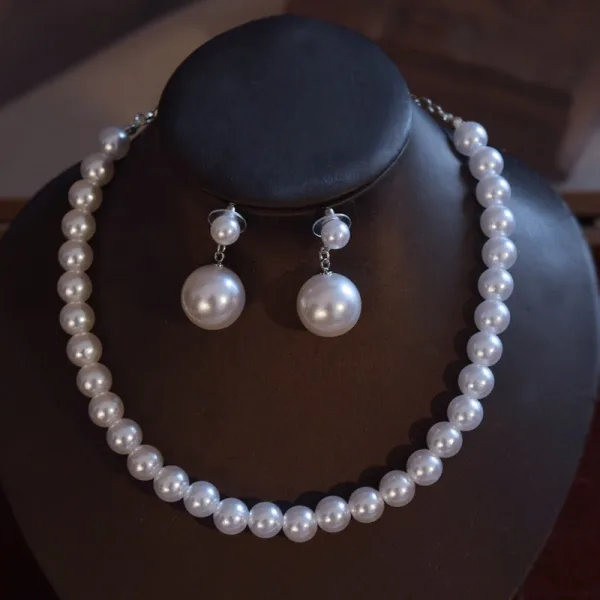 Fine Sølv Perle Rhinestone Legering Bryllup Armbånd Øredobber Tiara Har Tilbehor 2025