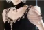 Chic / Belle Noire Faux Diamant Noeud Robe De Bal 2025 Robe Boule Encolure Carrée Manches Courtes Dos Nu Longue Tulle Robe De Ceremonie