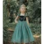 Chic / Beautiful Jade Green Rhinestone Glitter Birthday Flower Girl Dresses 2023 A-Line / Princess Square Neckline Sleeveless Backless Tea-length Flower Girl Dresses