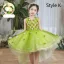 Flower Fairy Sage Green Appliques Birthday Flower Girl Dresses 2024 Ball Gown V-Neck Bell sleeves Floor-Length / Long