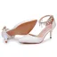 Chic / Belle Blanche Perle Faux Diamant Bride Cheville Chaussure De Mariée 2024 7 cm Talons Aiguilles À Bout Pointu Mariage Talons Hauts