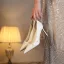 Elegant White Pearl Leather Wedding Shoes 2026 Wedding 8 cm Stiletto Heels Pointed Toe Pumps High Heels