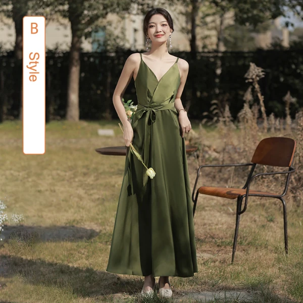 slim fit dress slacks Sage Green Chiffon Bridesmaid Dress A-Line Floor-Length