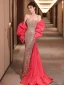 Sparkly Sexy Gold Sequins Evening Dresses  2024 Trumpet / Mermaid Strapless Sleeveless Backless Floor-Length / Long Evening Party Formal Dresses