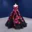 Fantaisie Appliques Noire Robe De Bal 2022 Robe Boule Bretelles Spaghetti Sans Manches Dos Nu Train De Balayage Robe De Ceremonie