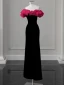 Sexy Black Ruffle Off-The-Shoulder Evening Dresses 2023 Trumpet / Mermaid Short Sleeve Backless Floor-Length / Long Evening Party Formal Dresses
