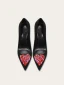 Mode Noire Forme de coeur Faux Diamant Promo Escarpins 2024 Cuir 10 cm Talons Aiguilles À Bout Pointu Escarpins