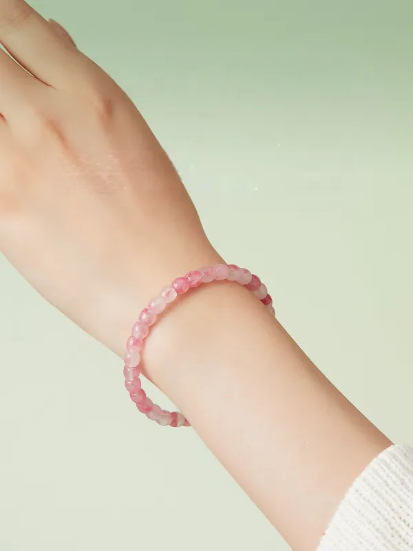 Unusual Blushing Pink Sakura Handmade Natural Crystal Bracelet Accessories 2026