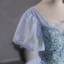 Elegant Champagne Beading Sequins Prom Dresses 2023 Ball Gown Square Neckline Puffy Short Sleeve Backless Floor-Length / Long Prom Formal Dresses