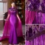 Chinese style Purple Sequins Tassel Cheongsam 2023 Trumpet / Mermaid Satin High Neck Short Sleeve Floor-Length / Long Evening Party Cheongsam / Qipao