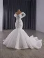 Luxury / Gorgeous White Handmade  Beading Pearl Sequins Rhinestone Wedding Dresses 2025 Trumpet / Mermaid Strapless Sleeveless Backless Court Train