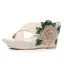 Böhmen Beige Strand Applikationen 9 cm Keilabsatz Sandalen Damen 2025 Peeptoes Sandaletten Hochhackige