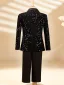 Black Sequins Long Sleeve Fall Winter 6-piece Boys Wedding Suits Body Jewellery 2025 Coat Pants Shirt Tie Vest