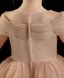 Elegant Champagne Glitter Birthday Flower Girl Dresses 2024 Ball Gown Scoop Neck Short Sleeve Floor-Length / Long