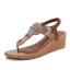 Bohemia Silver Casual Street Wear Beach Rhinestone Womens Sandals 2023 Summer T-Strap 6 cm Wedges Open / Peep Toe Sandals